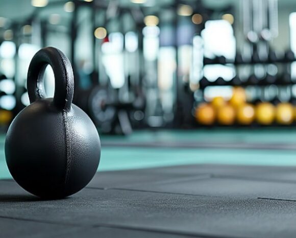 Gewicht steht verlassen in Fitnessstudio