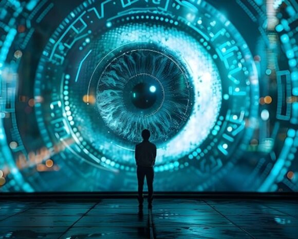 Großes Auge überwacht Mitarbeiter