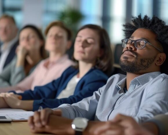Schlafende Arbeitnehmer im Büro