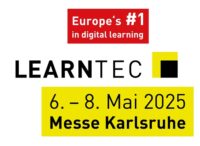 Logo der LEARNTEC 2025, die als „Europas Nr. 1 für digitales Lernen“ gilt. Die Veranstaltung findet vom 6. bis 8. Mai 2025 in der Messe Karlsruhe statt. Das Design zeichnet sich durch fettgedruckten Text mit gelben und schwarzen Akzenten aus.