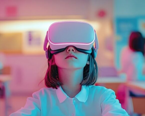 Mädchen mit VR-Brille, Zukunft des Lernens