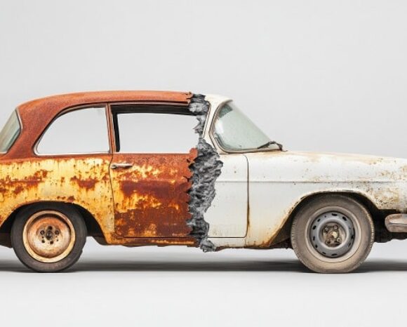 Altes, verbeultes Auto