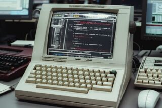 Ein veralteter Computer mit veraltetem System