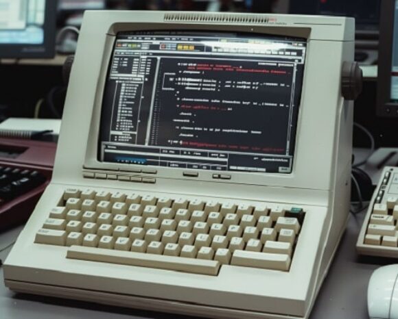 Ein veralteter Computer mit veraltetem System