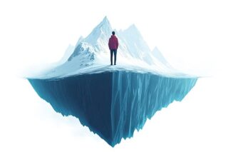 Mann steht auf einem Eisberg, man kann nur erahnen, wie viel verstecktes Talent noch in ihm steckt.