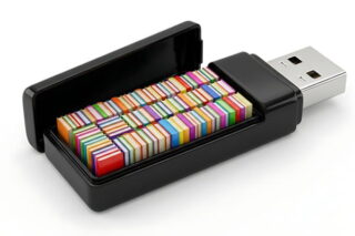 Digitale Personalakten in einem übergroßen geöffneten USB-Stick