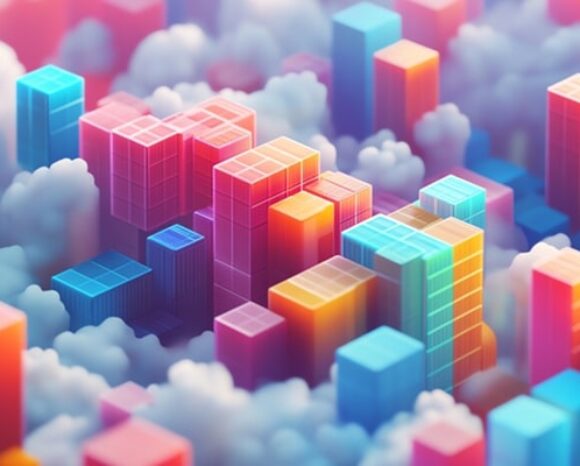 Bunte Säulen zwischen Wolken