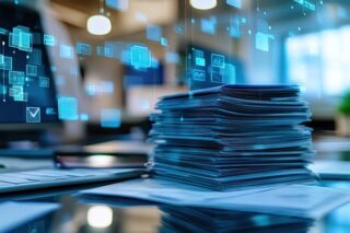 Papierstapel werden digitalisiert