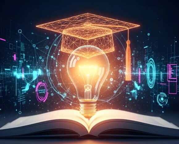 Lernen der Zukunft: Glühbirne über einem Buch