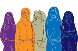 Verschiedene gezeichnete Personen in bunten Farben symbolisieren Personalgewinnung