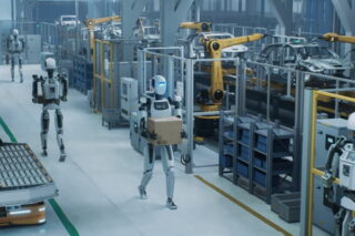 Humanoide Roboter arbeiten in der Produktion