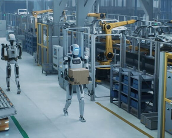 Humanoide Roboter arbeiten in der Produktion