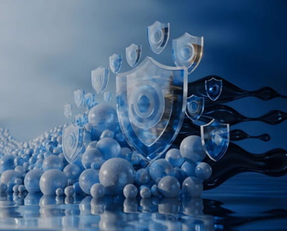 Wand aus Datenblasen symbolisiert Cybersicherheit