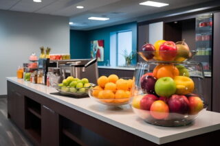 Obstkorb steht im Büro