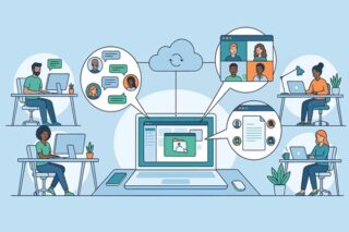 Kollegen arbeiten virtuell zusammen und schauen in die Digitale Personalakte